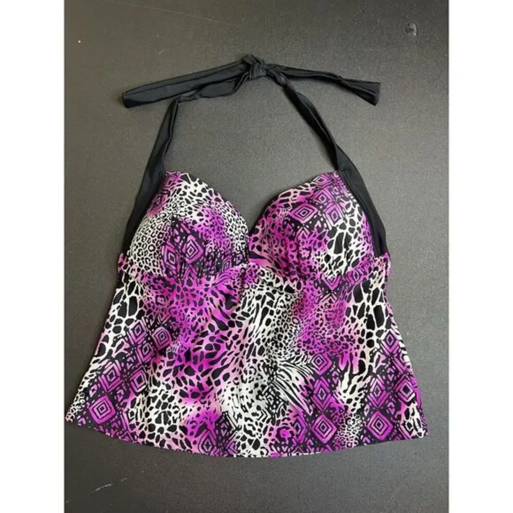 Catalina‎ Women's Size L (36/38 C/D) Tankini Halter Top Padded Pink Purple Black